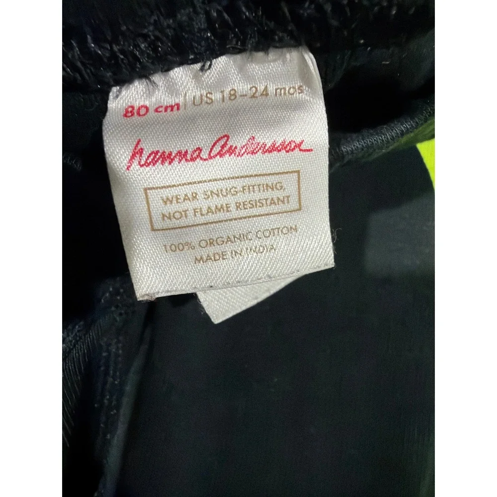 Hanna Andersson Pajama Pants Kids 18-24M Black Skeleton Bone Spooky EUC